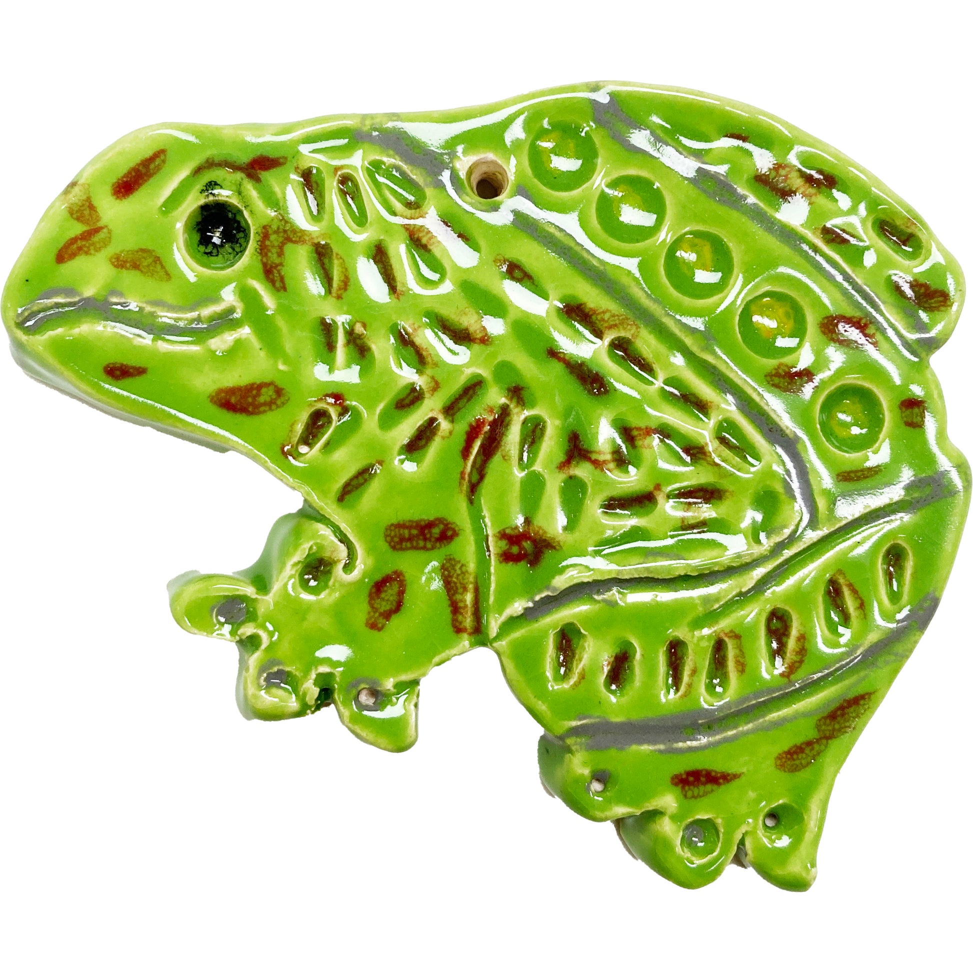 WATCH Resources Art Guild - Ceramic Arts Handmade Clay Crafts 4.5-inch x 3.5-inch Glazed Frog made by Emily Knoles