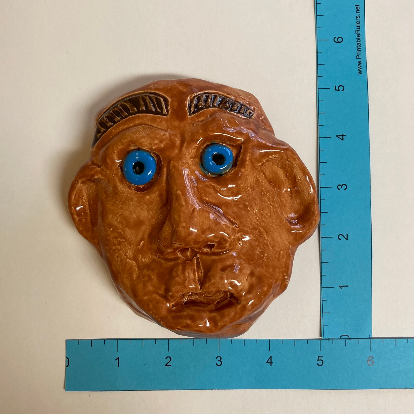 WATCH Resources Art Guild - Ceramic Arts Handmade Clay Crafts 5-inch x 5-inch Glazed Face by Lisa Uptain