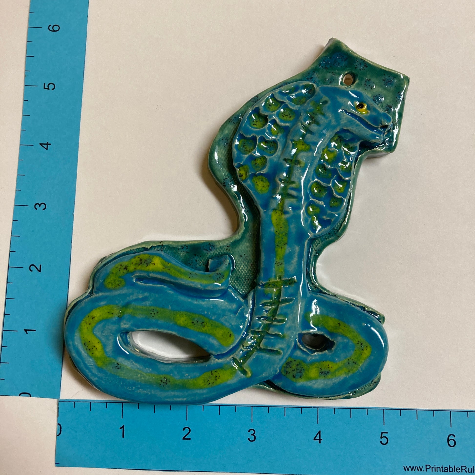 WATCH Resources Art Guild - Ceramic Arts Handmade Clay Crafts 6-inch x 6-inch Glazed Snake by Lisa Uptain