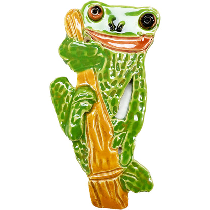 WATCH Resources Art Guild - Ceramic Arts Handmade Clay Crafts 6.5-inch x 3-inch Glazed Frog made by Morgan Fox
