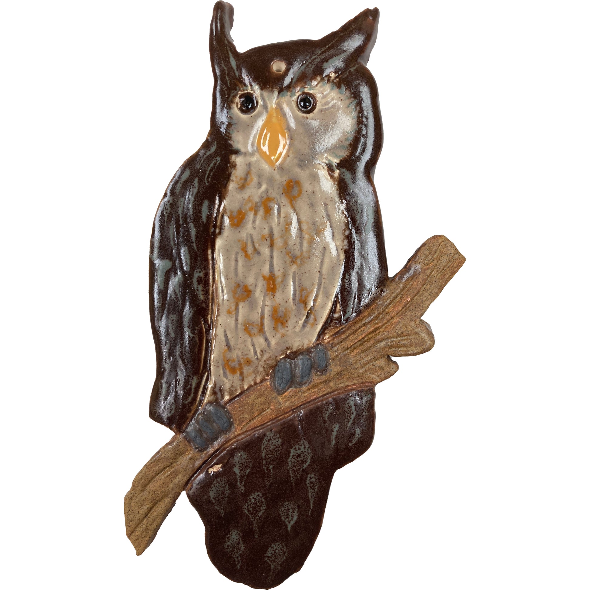WATCH Resources Art Guild - Ceramic Arts Handmade Clay Crafts 8-inch x 5.5-inch Glazed Owl made by Dave Sullivan