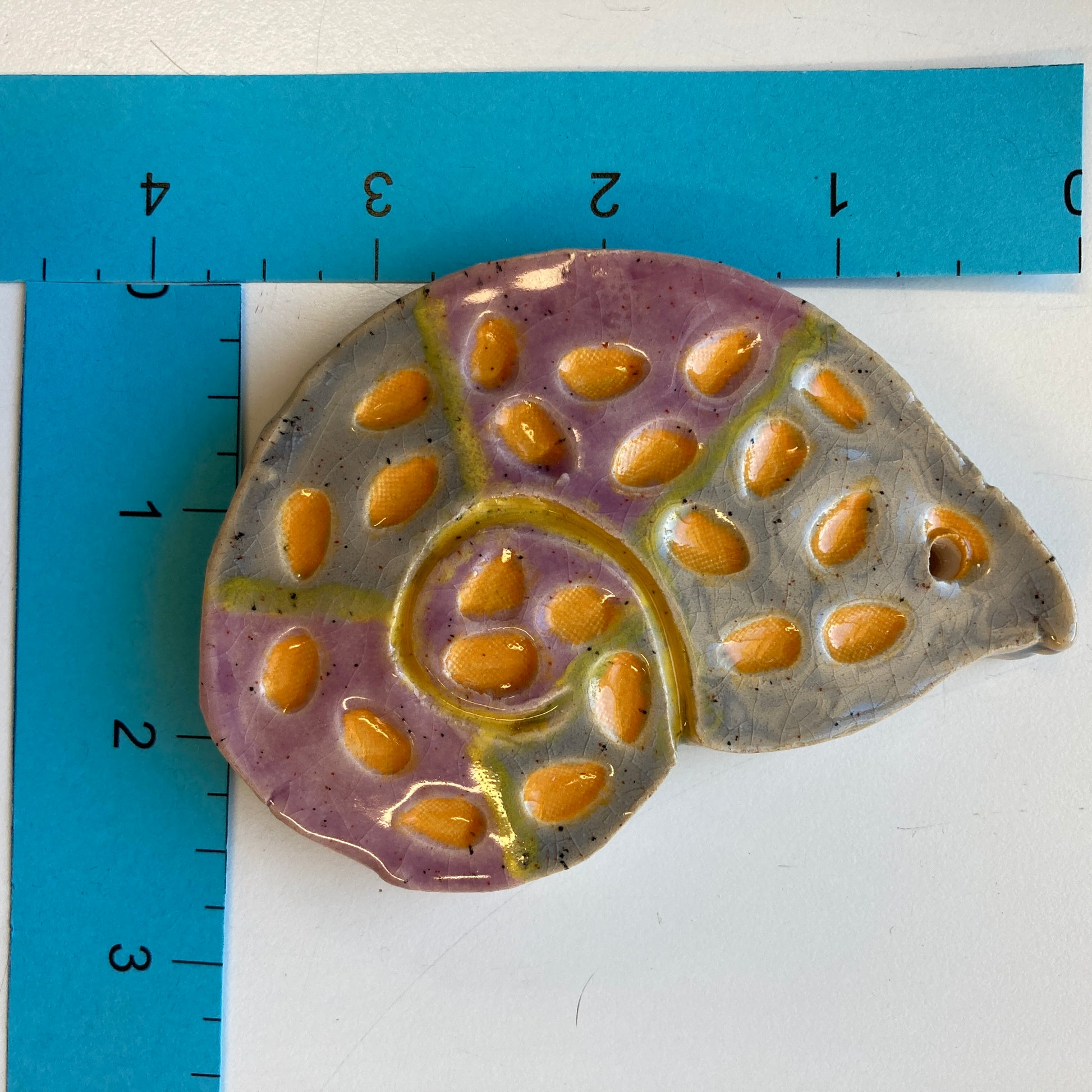 WATCH Resources Art Guild - Ceramic Arts Handmade Clay Crafts Fresh Fish 3.5-inch x 3-inch Glazed Snail Shell by Patrick Toste