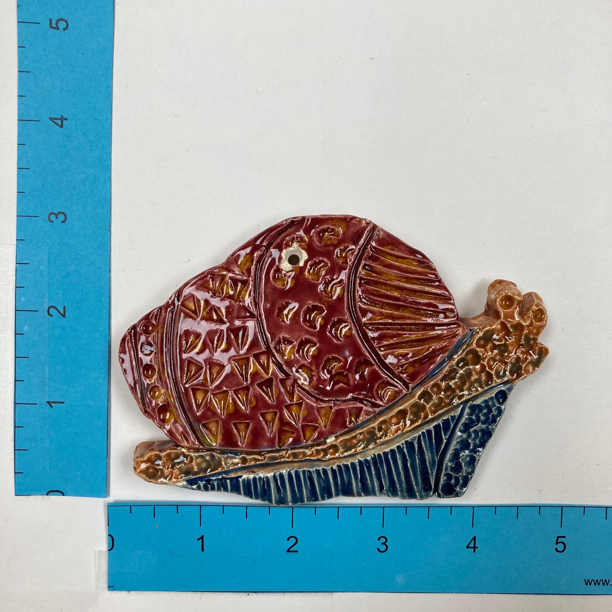 WATCH Resources Art Guild - Ceramic Arts Handmade Clay Crafts Fresh Fish 5-inch x 3-inch Glazed Crab by Loreen Bartschi