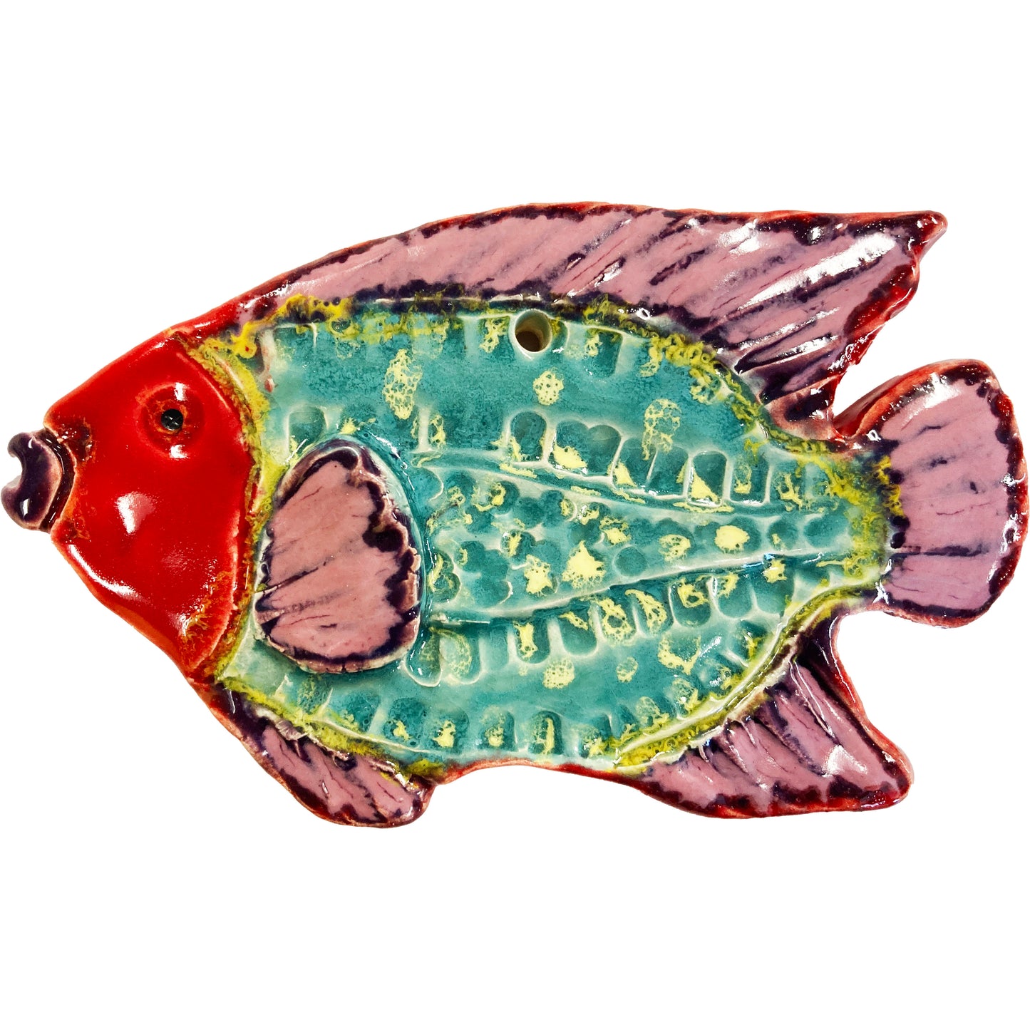 WATCH Resources Art Guild - Ceramic Arts Handmade Clay Crafts Fresh Fish 5-inch x 3-inch Glazed by Jennifer Horne