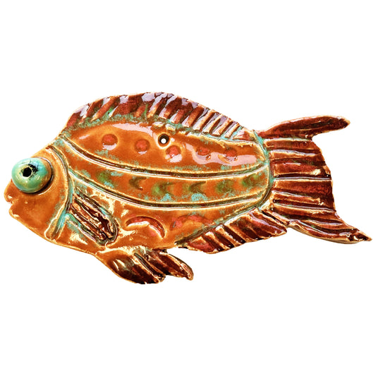 WATCH Resources Art Guild - Ceramic Arts Handmade Clay Crafts Fresh Fish 5.5-inch x 2.5-inch Glazed Fish by Janice Stephens