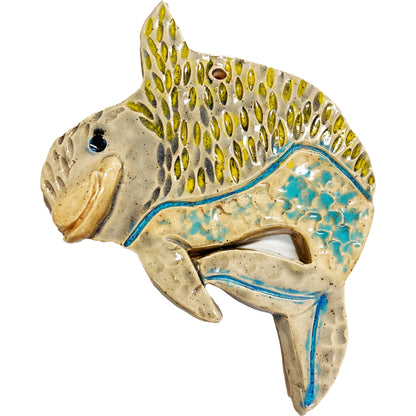 WATCH Resources Art Guild - Ceramic Arts Handmade Clay Crafts Fresh Fish 7-inch x 5.5-inch Glazed Dolphin by Zack Kipper