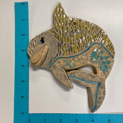 WATCH Resources Art Guild - Ceramic Arts Handmade Clay Crafts Fresh Fish 7-inch x 5.5-inch Glazed Dolphin by Zack Kipper