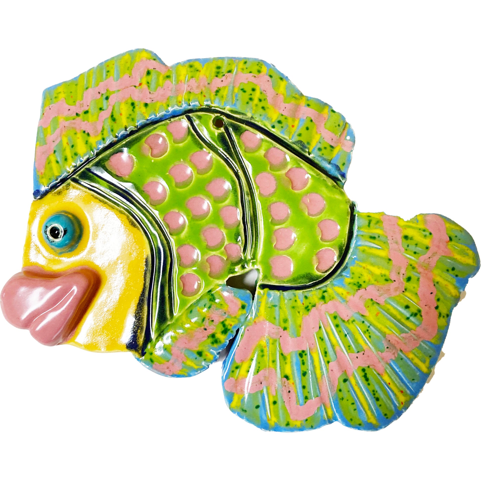 WATCH Resources Art Guild - Ceramic Arts Handmade Clay Crafts Fresh Fish 7-inch x 6-inch Glazed made by Janice Stephens