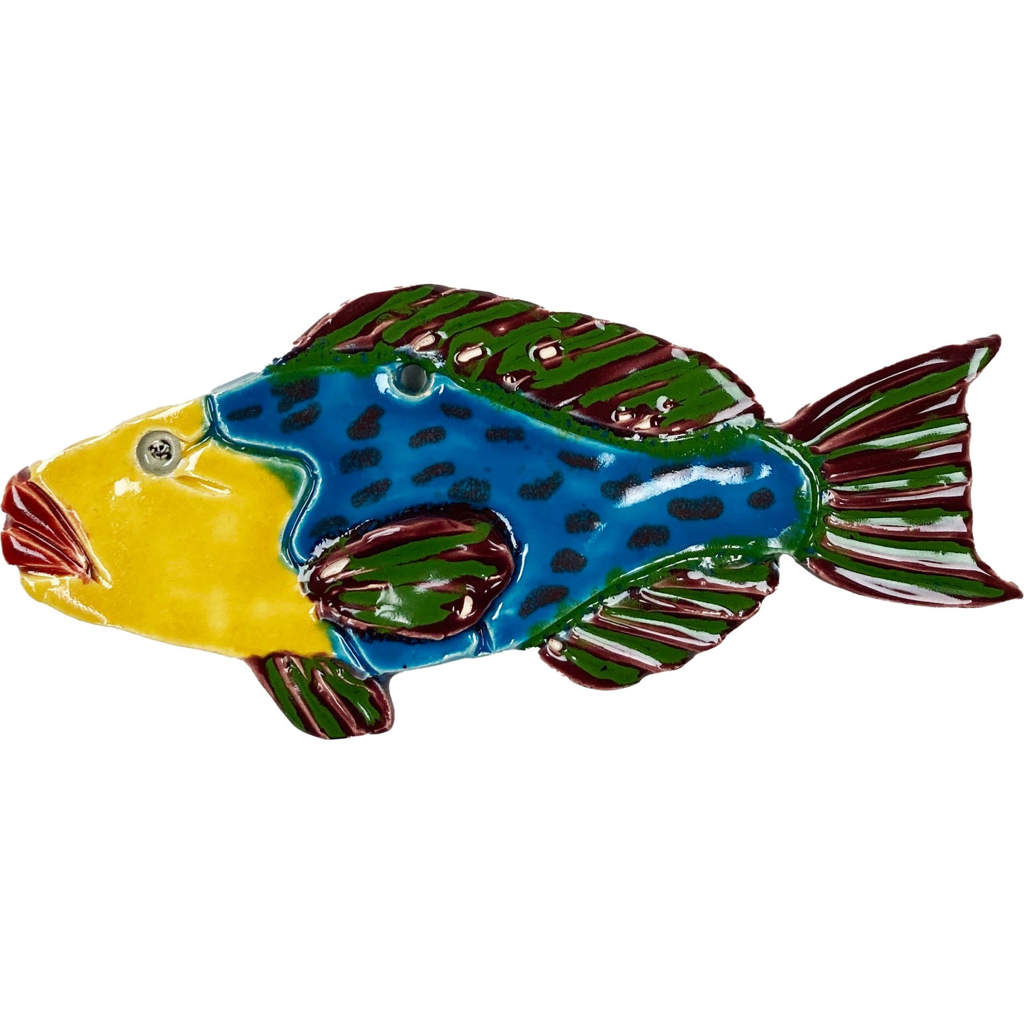WATCH Resources Art Guild - Ceramic Arts Handmade Clay Crafts Fresh Fish 7.5-inch x 3.5-inch Glazed Fish by Jim Wilbanks