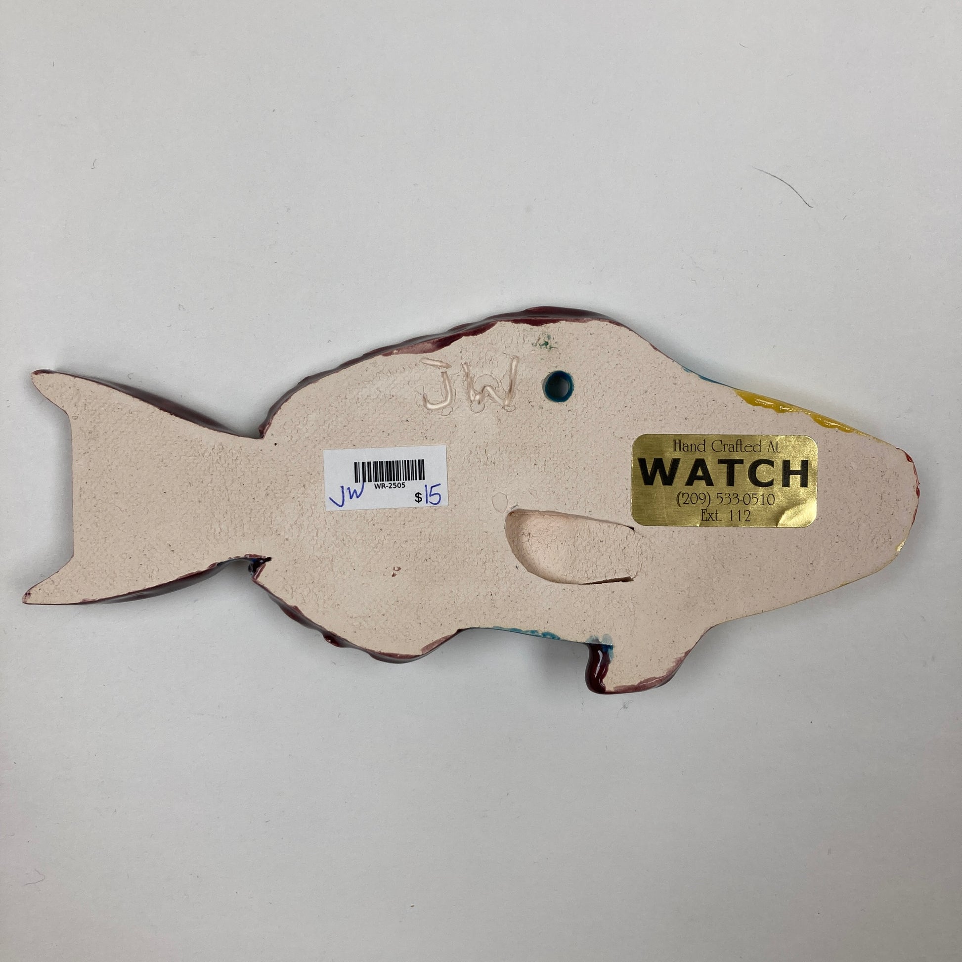 WATCH Resources Art Guild - Ceramic Arts Handmade Clay Crafts Fresh Fish 7.5-inch x 3.5-inch Glazed Fish by Jim Wilbanks