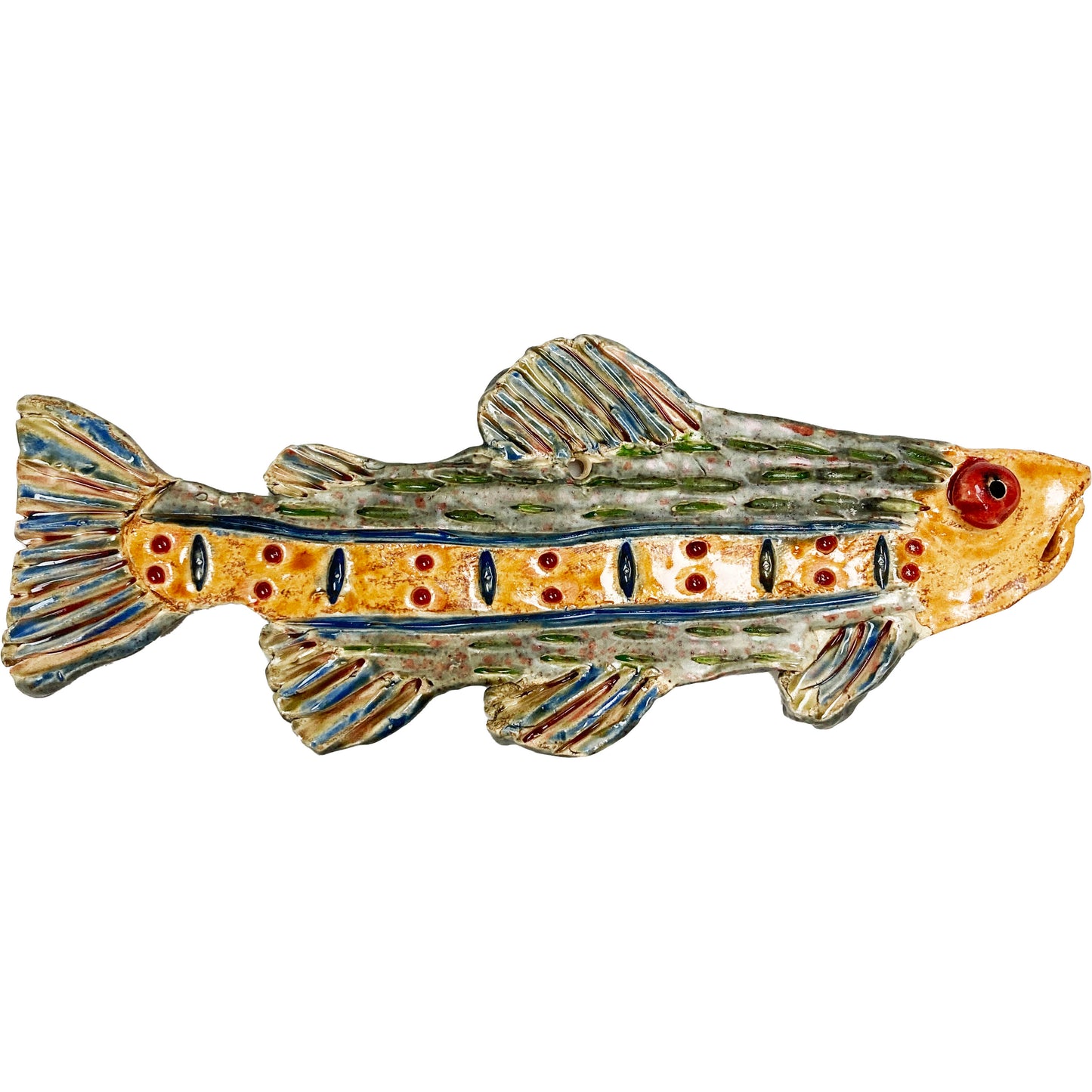 WATCH Resources Art Guild - Ceramic Arts Handmade Clay Crafts Fresh Fish 8-inch x 3-inch Glazed made by Morgan Fox