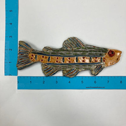 WATCH Resources Art Guild - Ceramic Arts Handmade Clay Crafts Fresh Fish 8-inch x 3-inch Glazed made by Morgan Fox