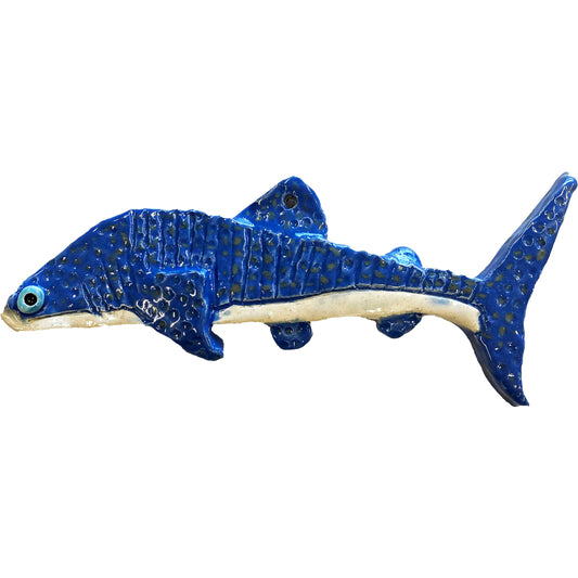 WATCH Resources Art Guild - Ceramic Arts Handmade Clay Crafts Fresh Fish 8-inch x 3.5-inch Glazed Shark by Lisa Uptain