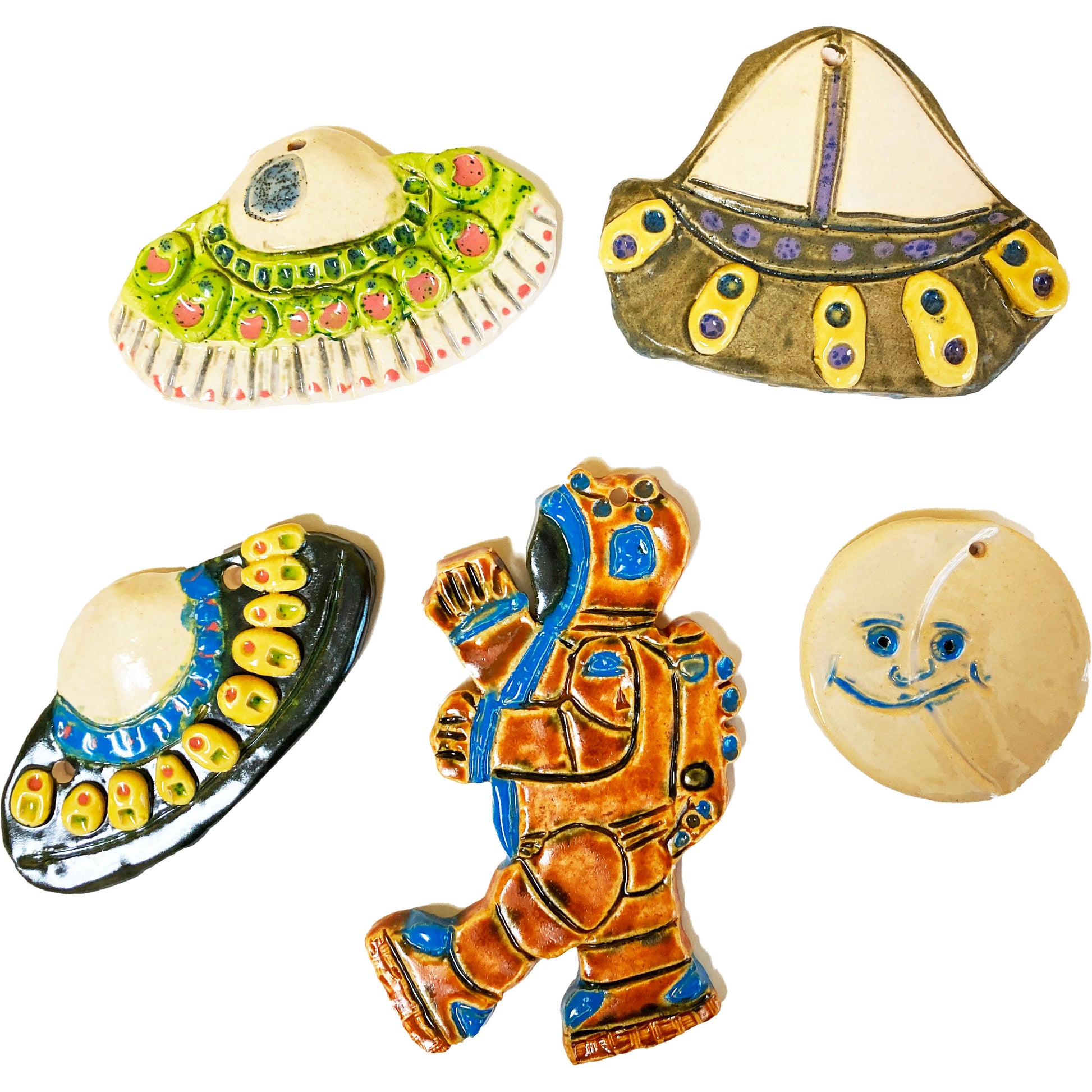WATCH Resources Art Guild - Ceramic Arts Handmade Clay Crafts Glazed Space Ship 5-inch x 4-inch by Lisa Uptain