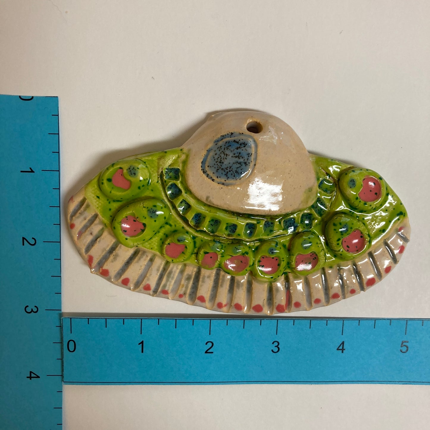 WATCH Resources Art Guild - Ceramic Arts Handmade Clay Crafts Glazed Space Ship 5-inch x 3-inch by Lisa Uptain
